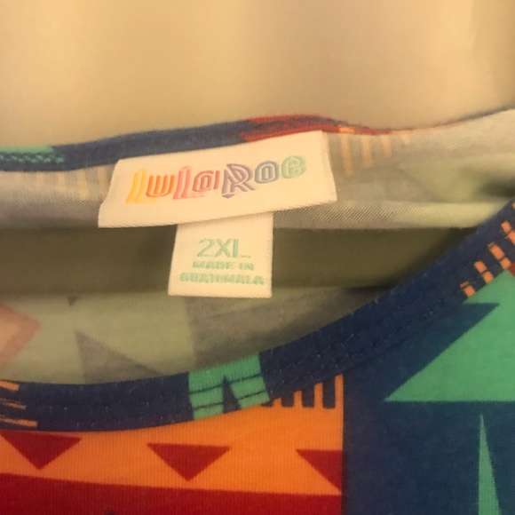 Blue Aztec Print Lularoe Irma Top - Picture 2 of 3